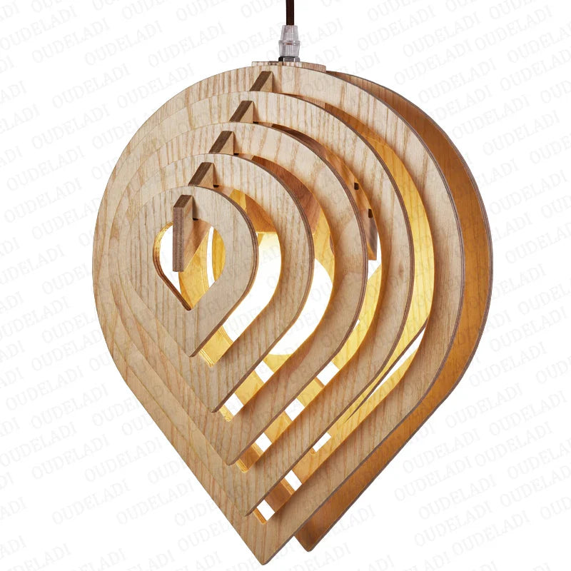 Afralia™ Wood Pendant Light: Nordic Water Drop Design for Modern Dining Room Lighting