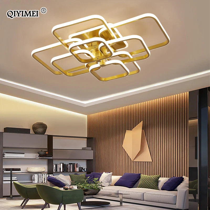 Afralia™ Modern LED Square Circle Rings Ceiling Lights for Home Living Room Bedroom
