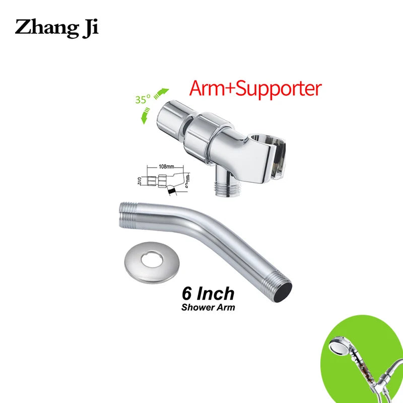 Afralia™ Chrome Bass Shower Head Holder Set with Adjustable Arm, Stainless Steel.