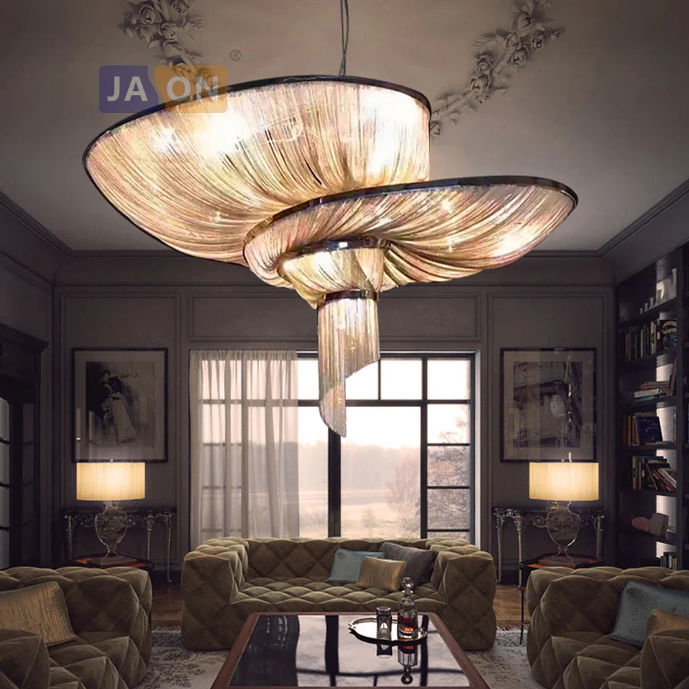 Afralia™ Art Deco Vintage LED Chain Pendant Lights for Dinning Room