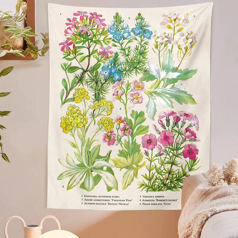 Afralia™ Vintage Floral Botanical Tapestry Wall Hanging for Elegant Home Decor