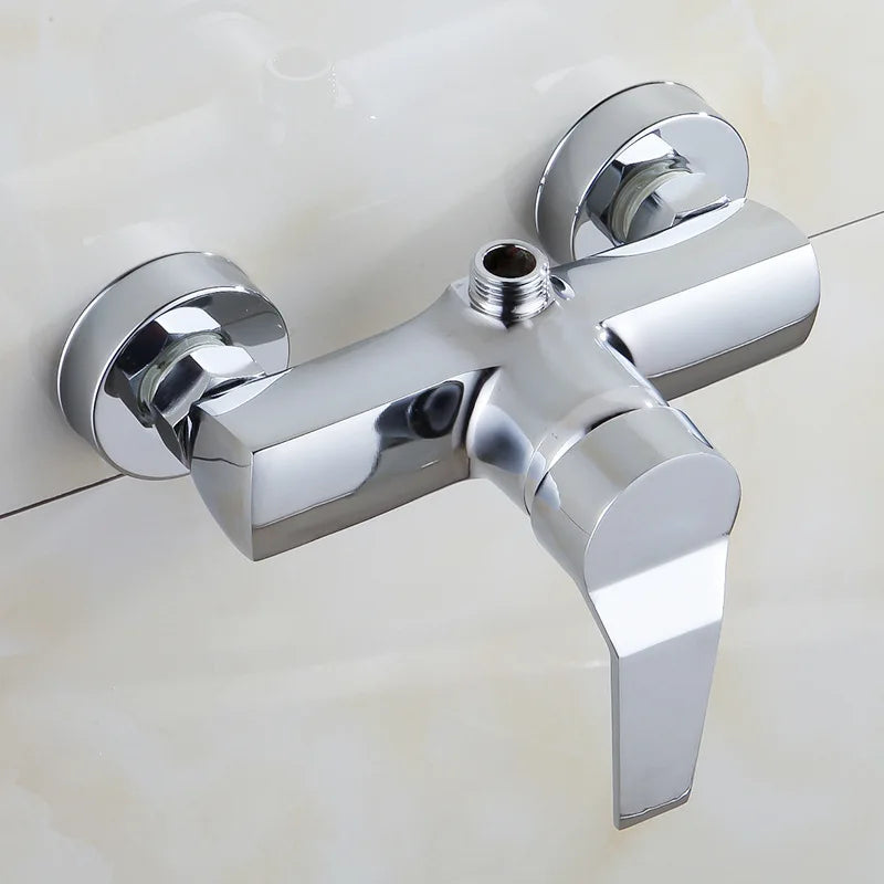 Afralia™ Wall Mounted Shower Faucet with Handheld Mixer in Polished Chrome