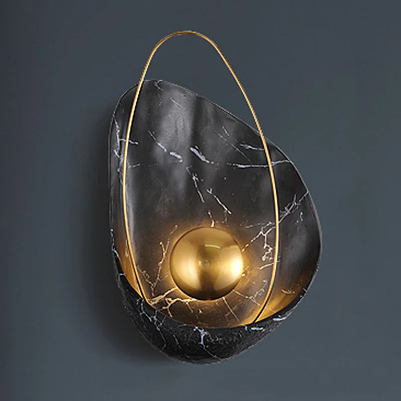 Afralia™ Marble Shell Wall Lamp, Nordic Modern Design for Living Room Bedroom Aisle.