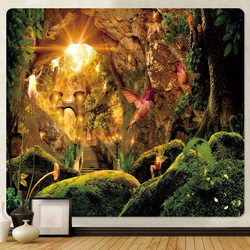 Afralia™ Magic Forest Elf Tapestry Bohemian Wall Art Deco for Home Decor