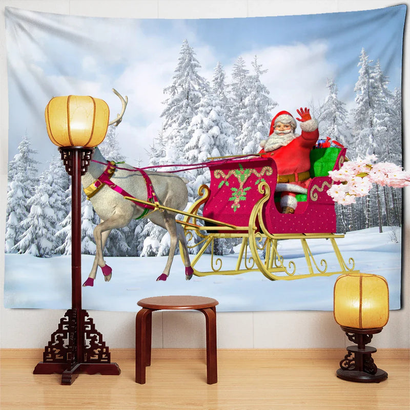 Afralia™ Christmas Santa Claus Tapestry: Holiday Decor Big Blanket Wall Hanging & Gift