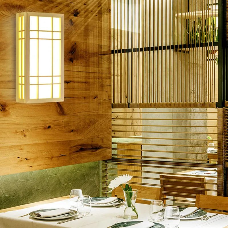 Afralia™ Modern Japanese Tatami Style LED Wall Lamp for Lounge and Bathroom Mirror