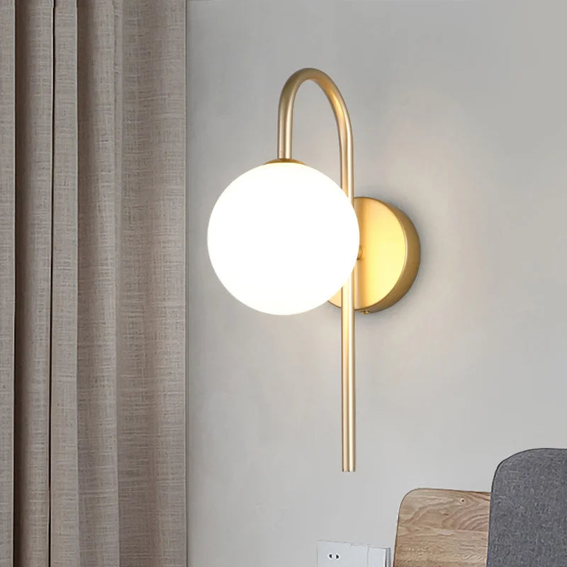 Afralia™ Glass Ball LED Wall Sconce for Elegant Living Room Bedroom Hotel Staircase Lighting