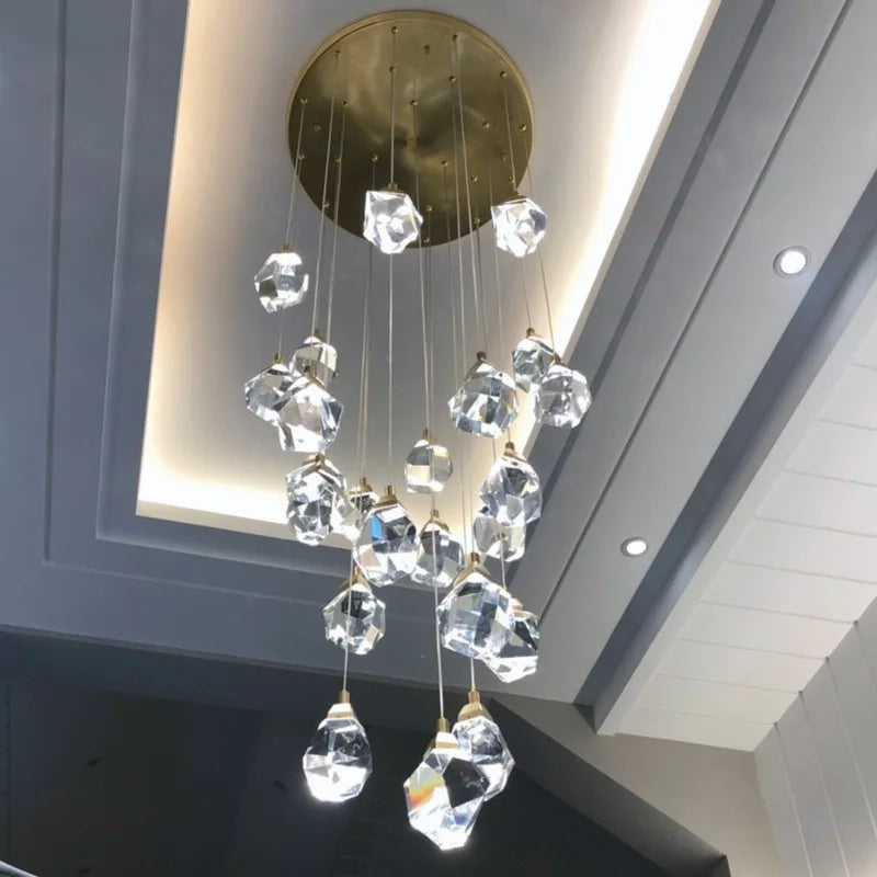 Afralia™ Nordic Crystal Chandelier for Duplex Villa Stair Living Dining Exhibition Hall