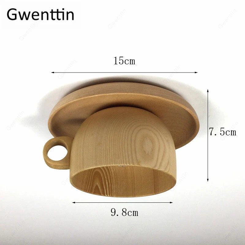 Afralia™ Nordic Wood Cup Ceiling Light: Modern Industrial Wooden Lamp for Living Room Bedroom