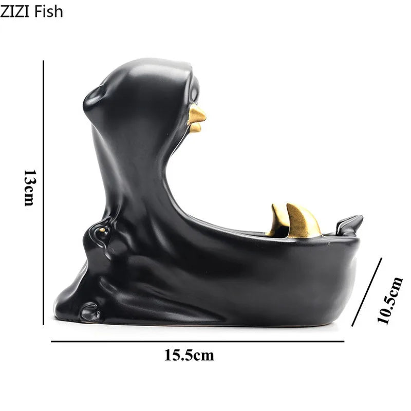 Afralia™ Hippo Head Ceramic Ashtray – Modern Decor Gift