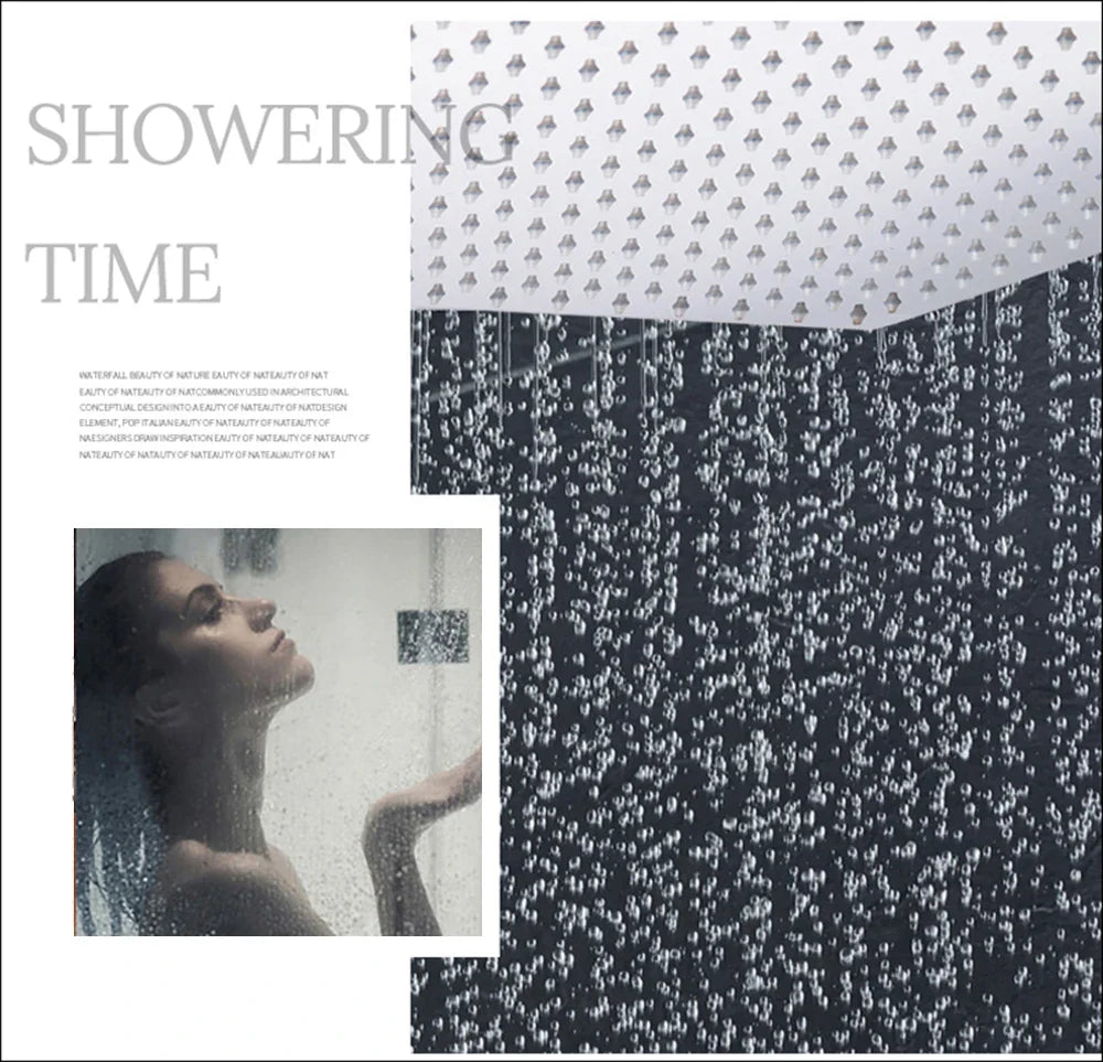 Afralia™ Chrome Rainfall Shower Faucet Set with Tub Spout Mixer Tap