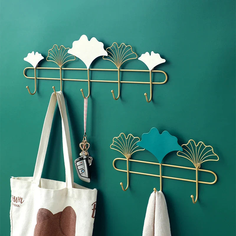 Afralia™ Metal Leaf Wall Coat Hook Hanger - Nordic Style Iron Art Rack