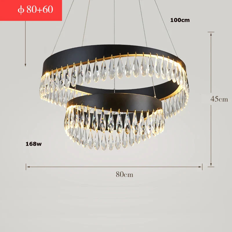 Afralia™ Crystal Stainless Steel LED Chandelier for Foyer