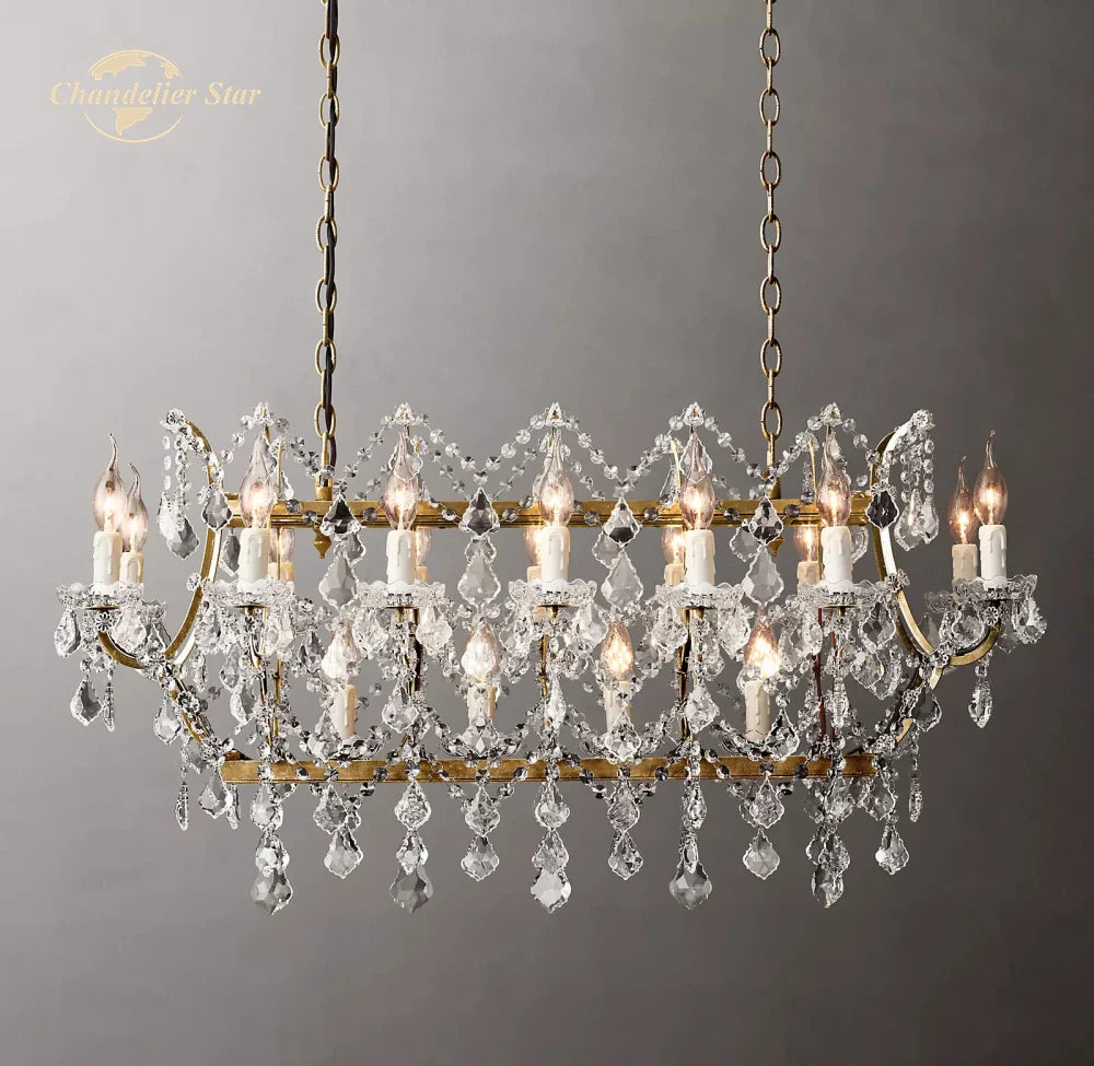 Afralia™ Crystal Iron Chandelier: Modern Brass Candle Chandeliers for Living Dining Room