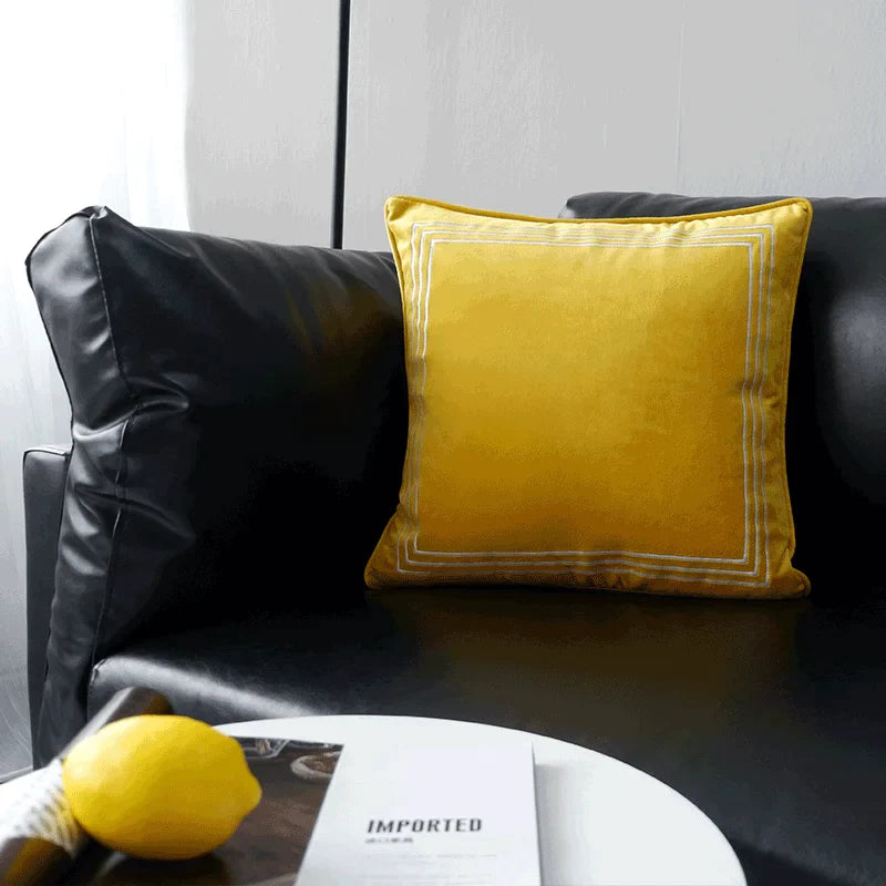 Afralia™ Velvet Textured Gold Yellow Lumbar Pillow Cover