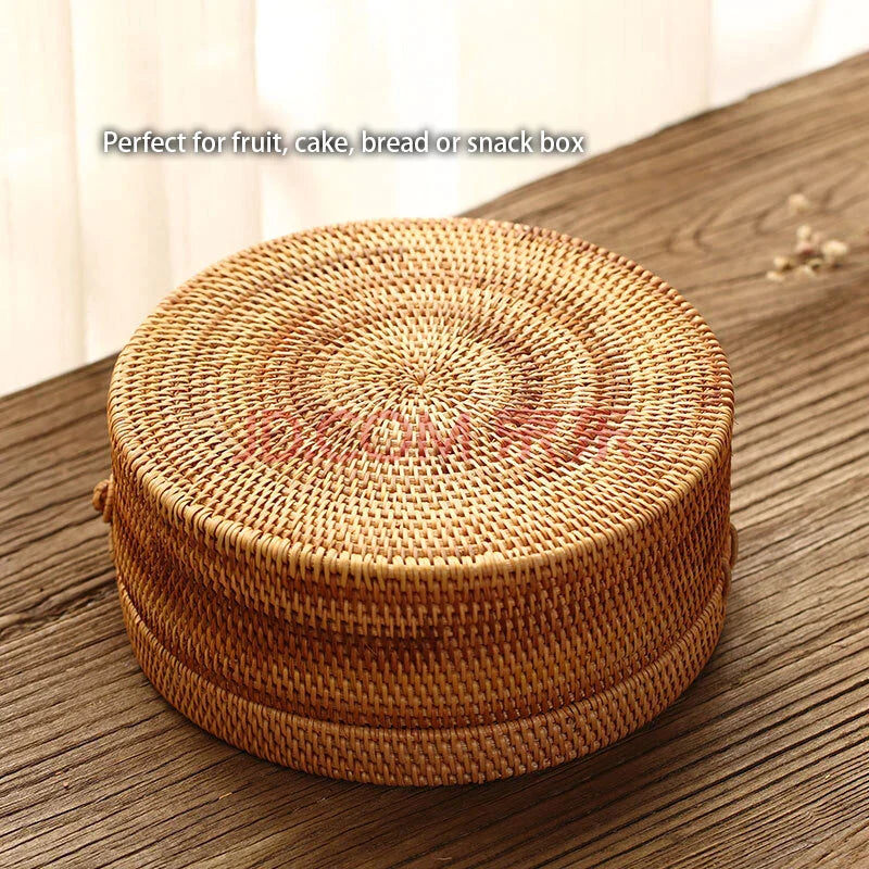 Afralia™ Handwoven Rattan Storage Box with Lid - Kitchen Organizer & Decorative Basket