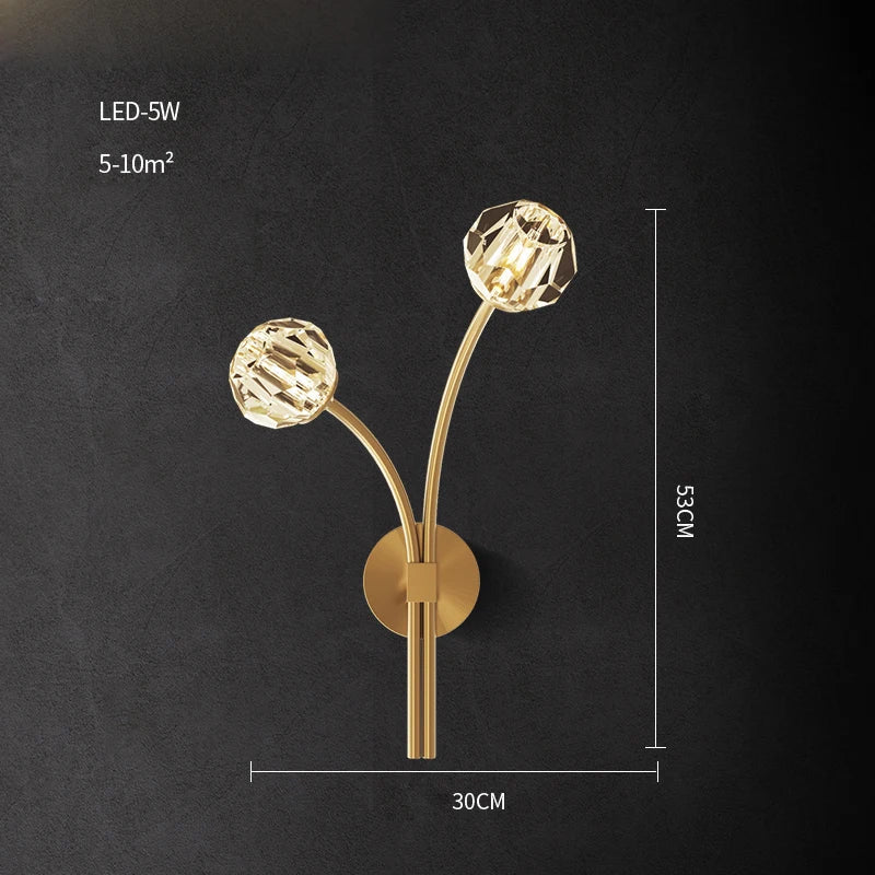 Afralia™ Crystal Stone Designer LED Wall Sconce for Bedroom and Corridor