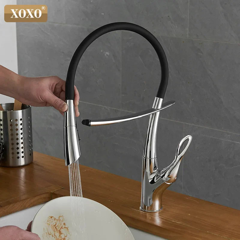 Afralia™ Brushed Nickel Kitchen Faucet Pull Down Single Handle 360° Rotation