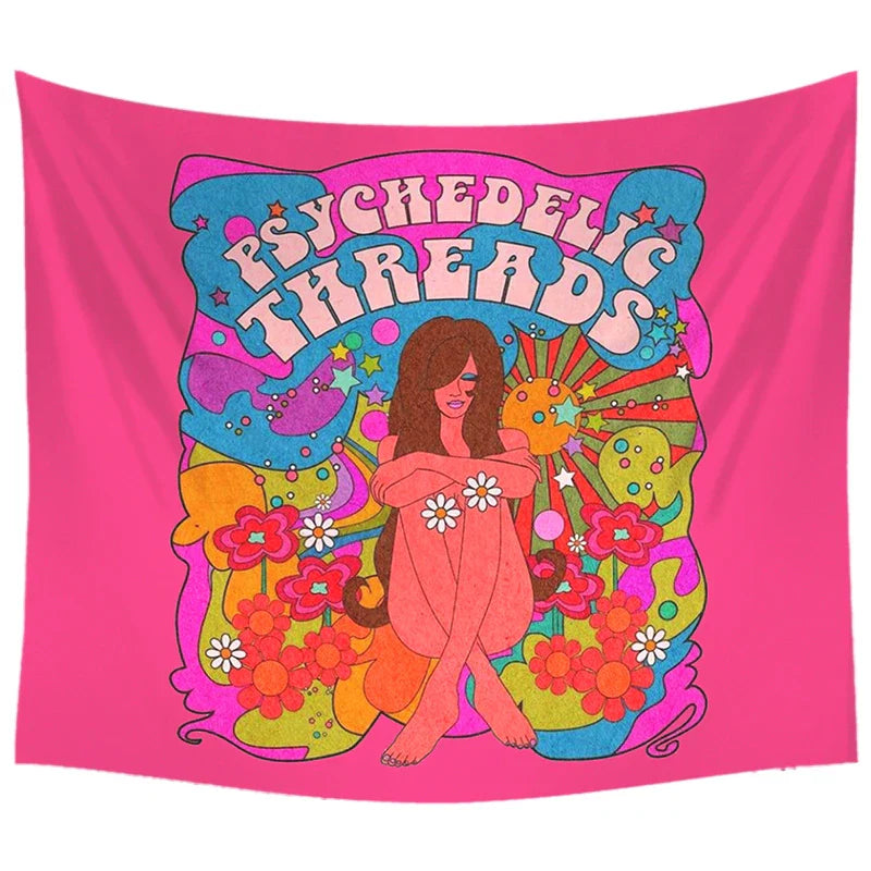 Afralia™ Retro Hippie Witchcraft Wall Tapestry | Vinyl Aesthetic Home Decor