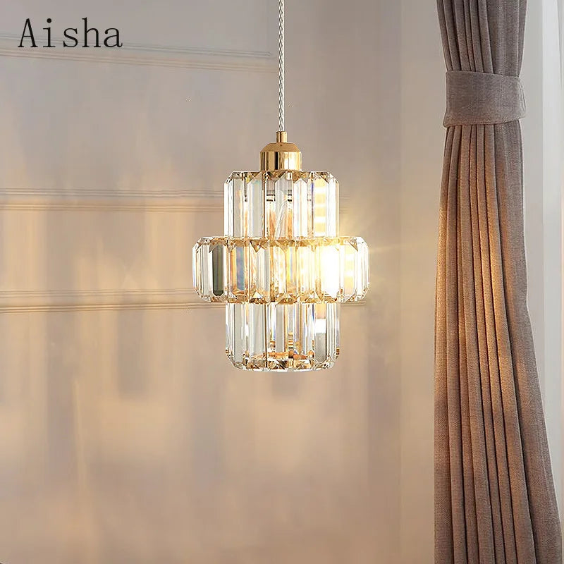 Afralia™ Modern Crystal Pendant Chandelier for Luxury Bedroom, Loft Style Fixture