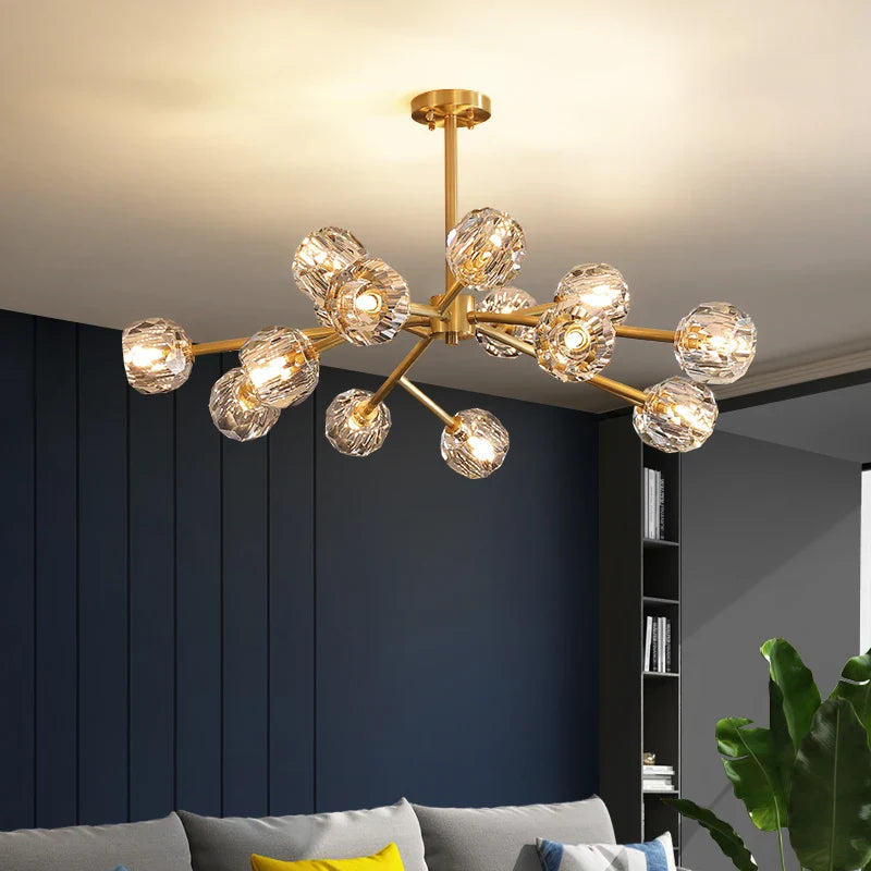 Afralia™ Modern Golden Crystal Chandelier for Living Room, Dining, Bedroom - Luxury Molecular Ceiling Pendant Lamp