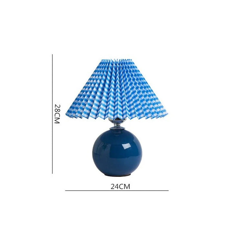 Afralia™ Japanese Ceramic Table Lamps Living Room Pleated Skirt Lampshade Warm Bedroom Lighting