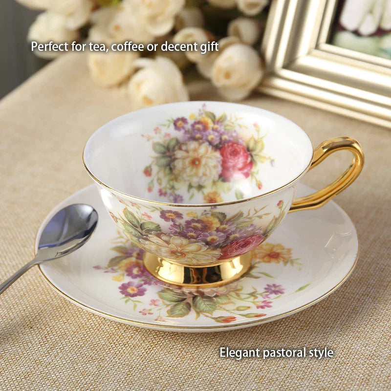 Afralia™ Rose Bone China Tea Set Porcelain Coffee Set Home Coffeeware