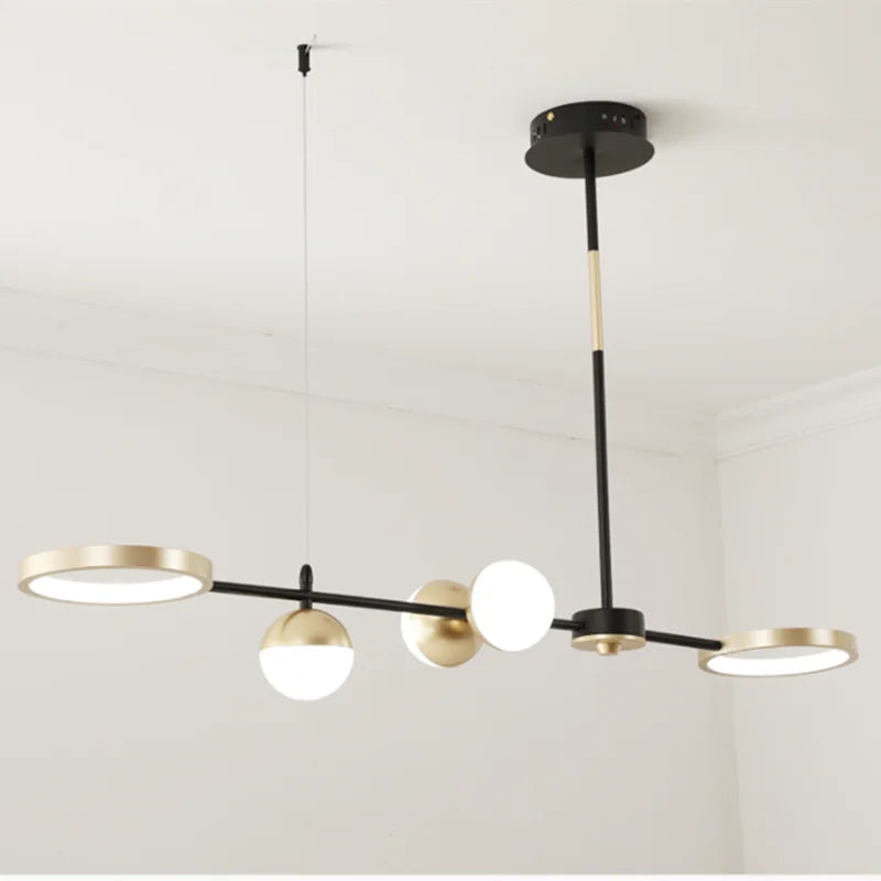 Afralia™ Black Gold Minimalist Chandelier for Dining Room Home Decor