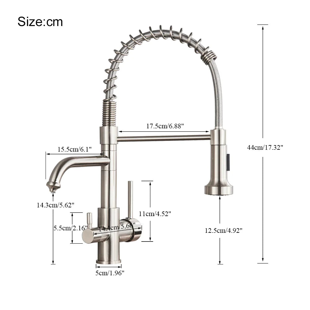 Afralia™ Pure Water Filter Kitchen Faucet Dual Handle Hot Cold Drinking Pull Out Mixer
