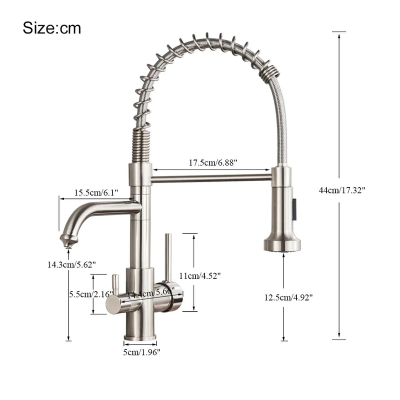 Afralia™ Pure Water Filter Kitchen Faucet Dual Handle Hot Cold Drinking Water Mixer