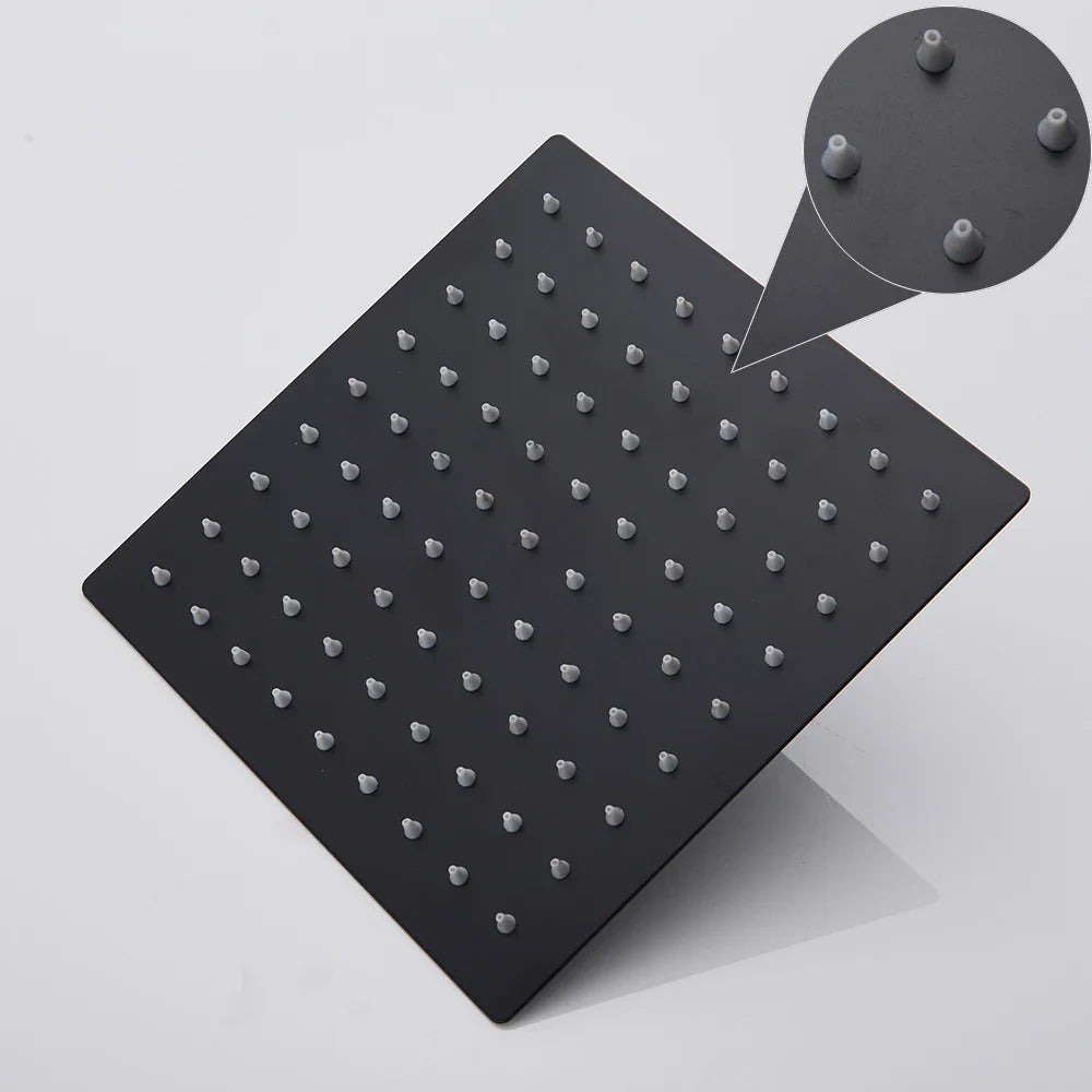 Afralia™ Black Ultrathin Rainfall Shower Head with Arm Bracket, Hose & Faucet Set