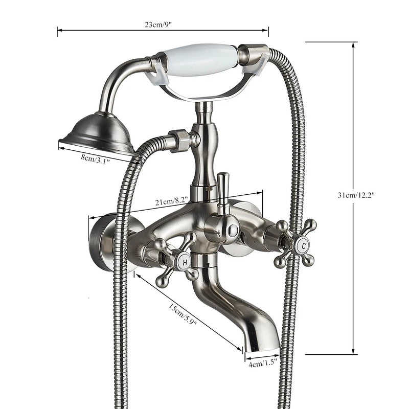 Afralia™ Dual Handle Luxury Bathtub Faucet with Handheld Shower Mixer