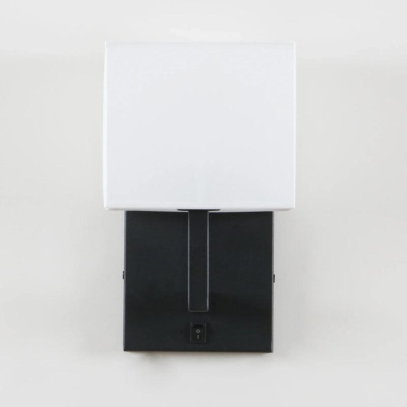 Afralia™ Permo Single Wall Luminaire with White Textile Shadow and On/Off Switch for Bedside