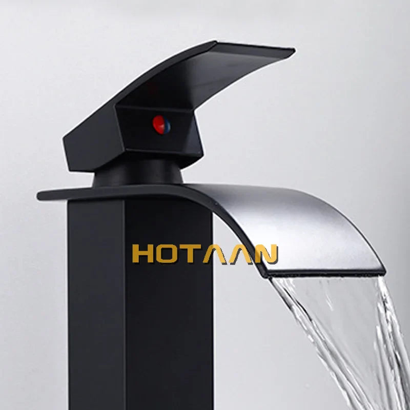 Afralia™ Black Plated Brass Basin Faucet Single Lever Hot&Cold Mixer Tap