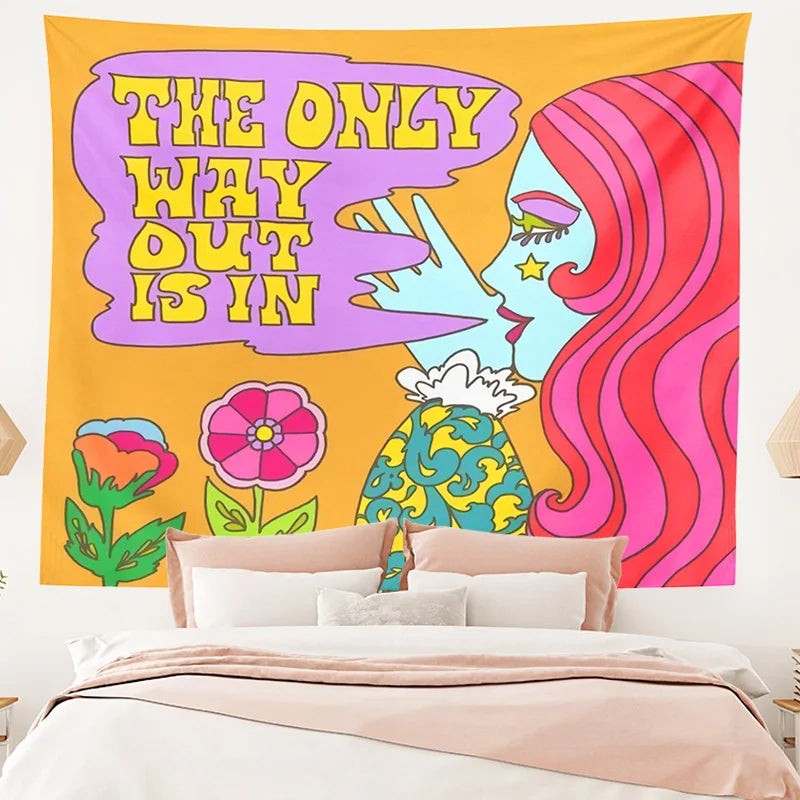 Afralia™ Retro Hippie Tapestry: Trippy Psychedelic Wall Decor for Girls Dorm