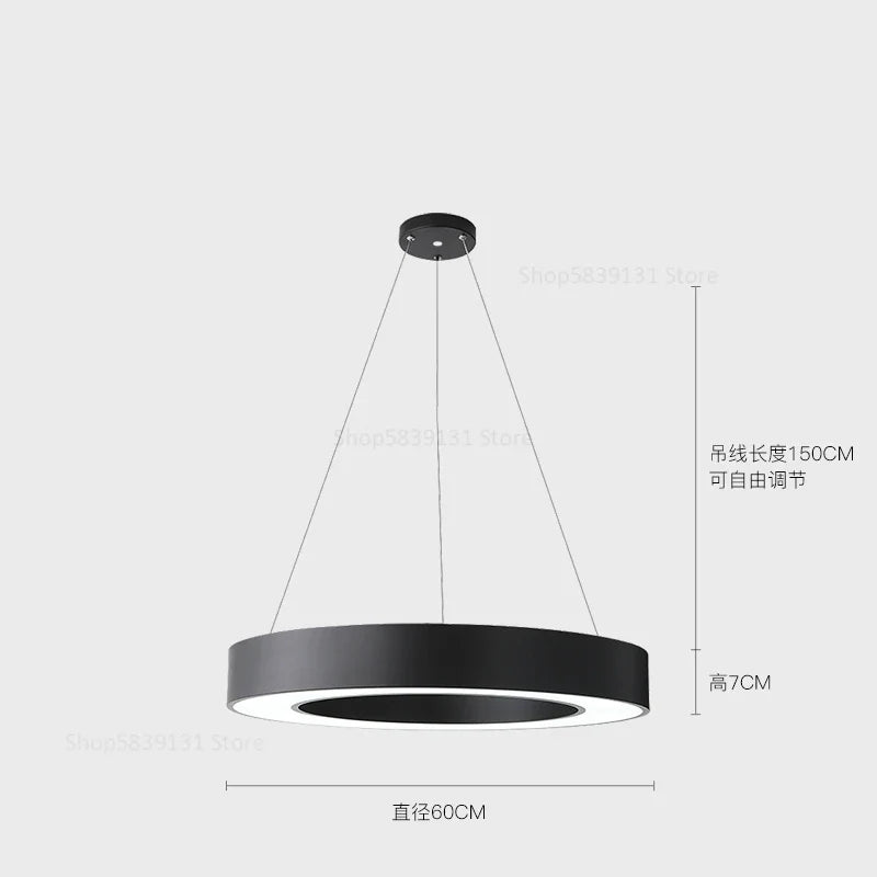 Afralia™ Modern Minimalist Metal Circle Pendant Lights with LED, for Office & Living Room Decor