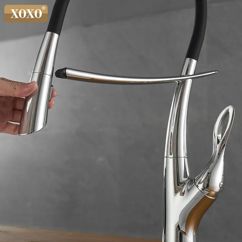 Afralia™ Brushed Nickel Kitchen Faucet Pull Down Single Handle 360° Rotation
