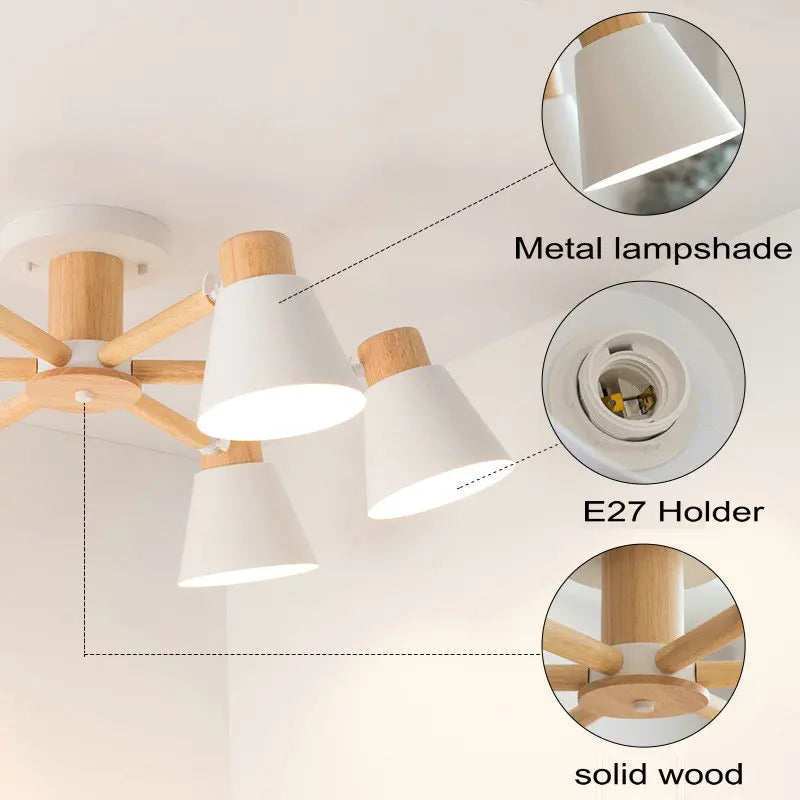 Afralia™ Nordic Wood Chandelier: Bedroom Living Room Kitchen Dining Decor Sconce E27 Holder