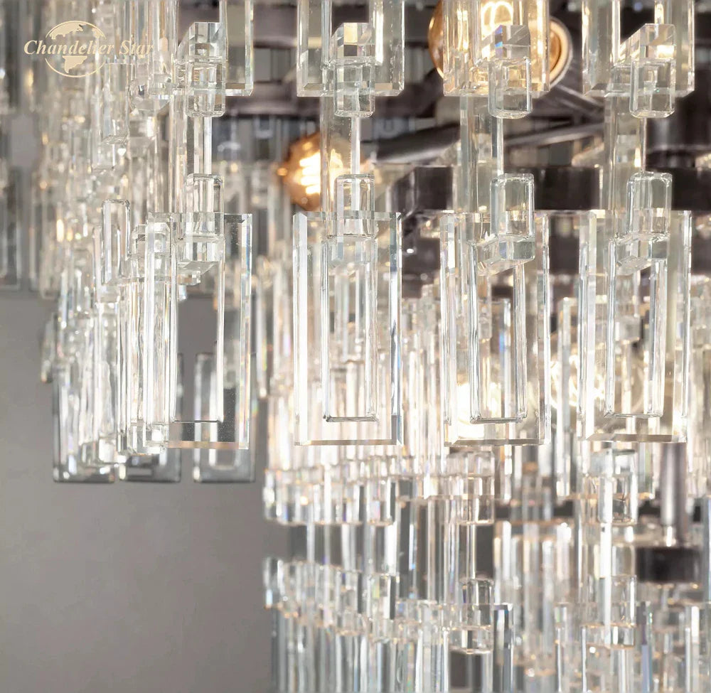 Afralia™ Marignan Crystal Chandelier Tiered Pendant Light for Living Room Dining Luxury