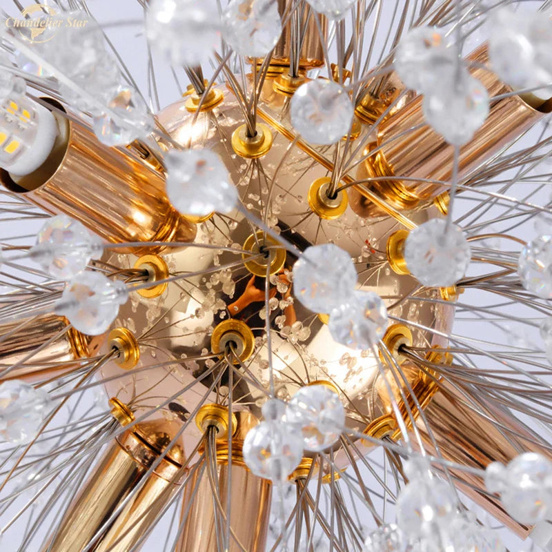 Afralia™ Crystal Star LED Chandelier - Art Deco Dandelion Pendant Lighting for Home Décor