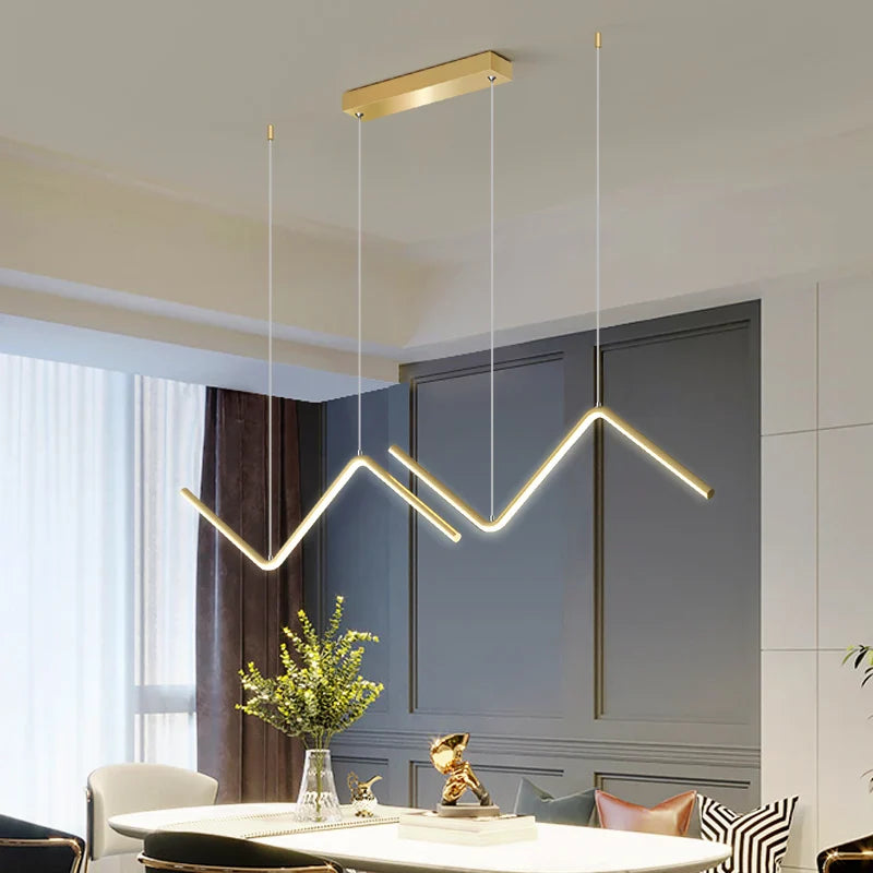 Afralia™ Modern Nordic Line Chandelier for Dining Table and Bar Settings