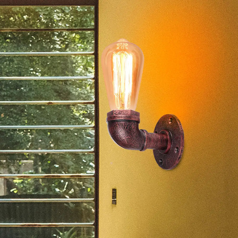 Afralia™ Retro Water Pipe Wall Sconce Vintage Loft E27 Light Fixture Bar Home Decor