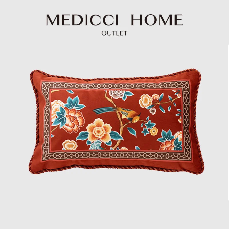 Afralia™ Festive Chinese Style Red Velvet Lumbar Pillow Covers for Home Sofa Décor