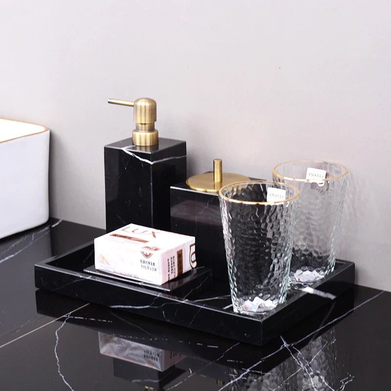 Afralia™ Black Marquina Marble Bathroom Set cue.opti