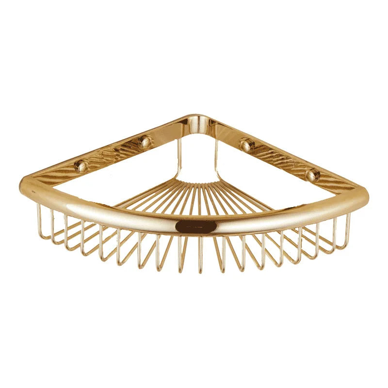 Afralia™ Gold & Black Corner Shelf: Brass Bathroom Shelves for Stylish Storage