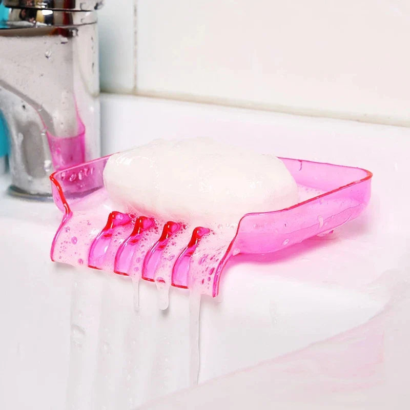 Afralia™ Waterfall Plastic Soap Dish Drain Soap Holder Shower Sponge Kitchen Sink Holder