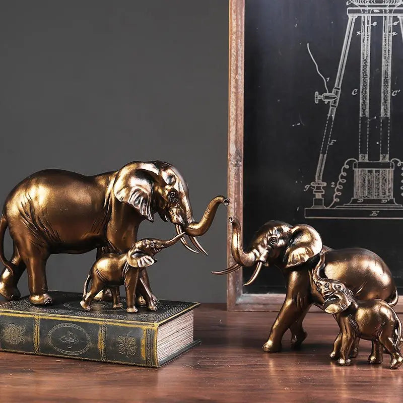 Afralia™ Resin Elephant Statue: American Retro Figurine for Home & Office Decor