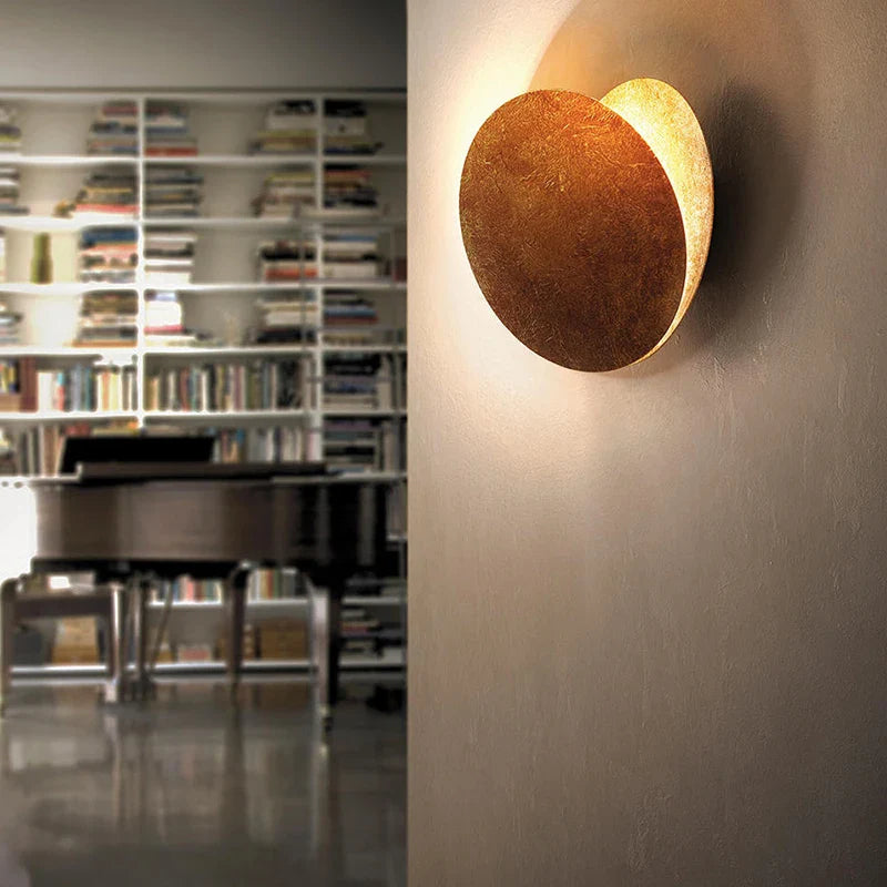 Afralia™ LED Gold Eclipse Circle Wall Lamp for Bedroom Living Room
