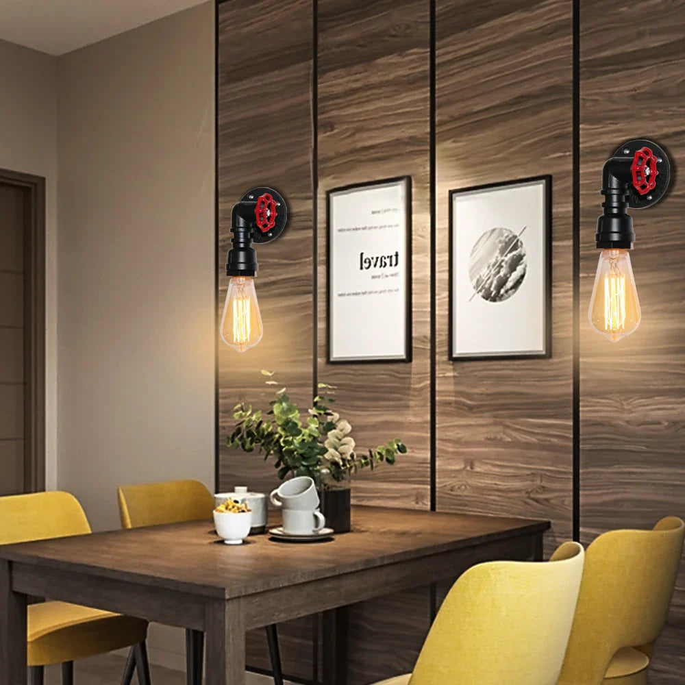 Afralia™ Industrial Water Pipe LED Wall Lamp for Home Decor
