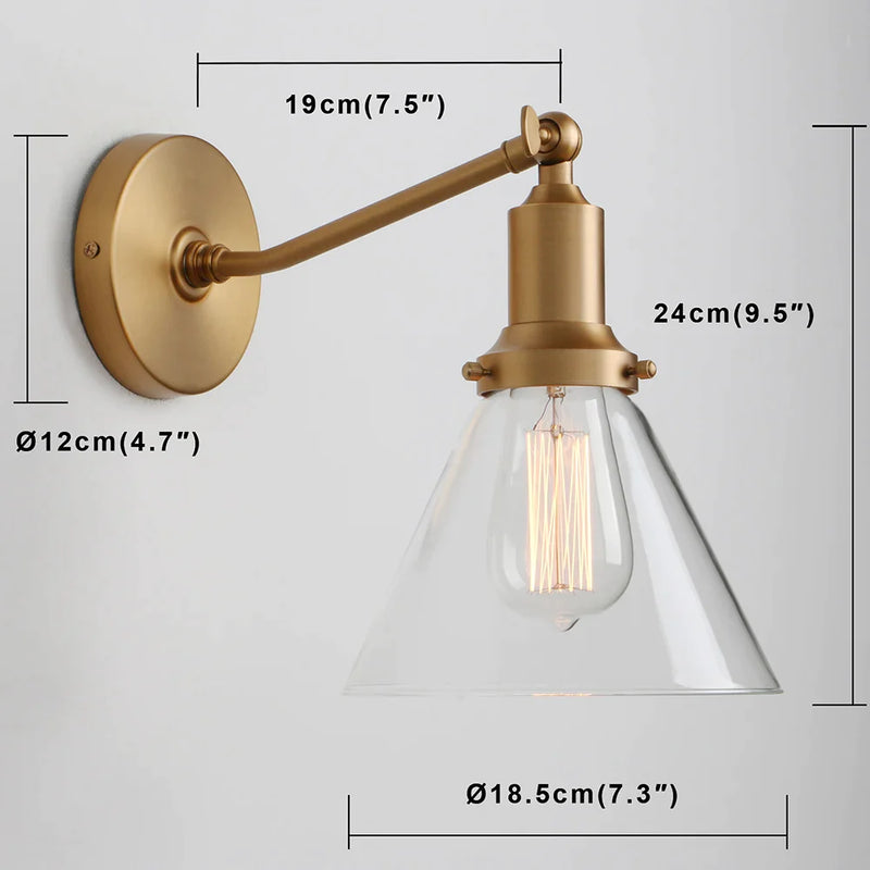 Afralia™ Vintage Industrial Clear Glass Wall Sconce Light Fixture